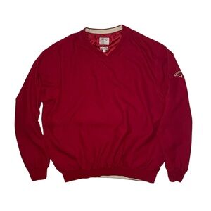 Callaway Red V-Neck Pullover, 2 Pocket, Golf Jacket-Mens Large